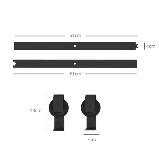 HOMCOM 4FT  122CM Kit de ferragens para porta deslizante dobrável para 2 portas com trilho para celeiro preto