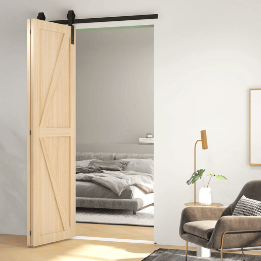HOMCOM 4FT  122CM Kit de ferragens para porta deslizante dobrável para 2 portas com trilho para celeiro preto