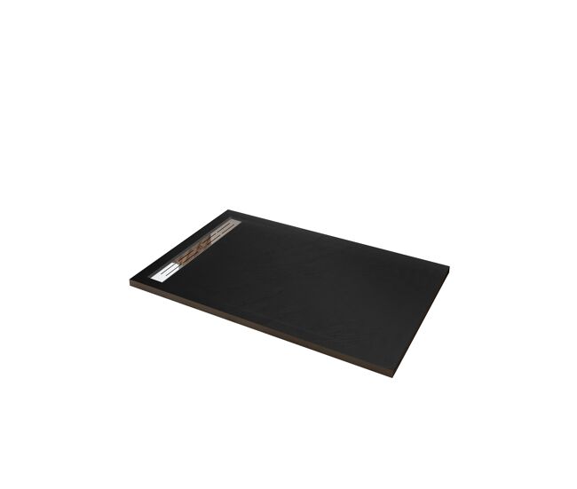 Plato de ducha rectangular 80x90x3cm resina pizarra gel coat negro,válvula incluida