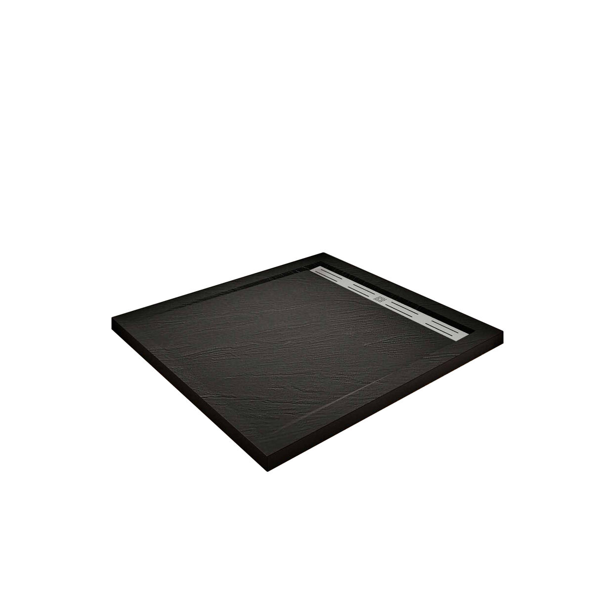 Plato de ducha cuadrado resina pizarra gelcoat, válvula incluida 90x90