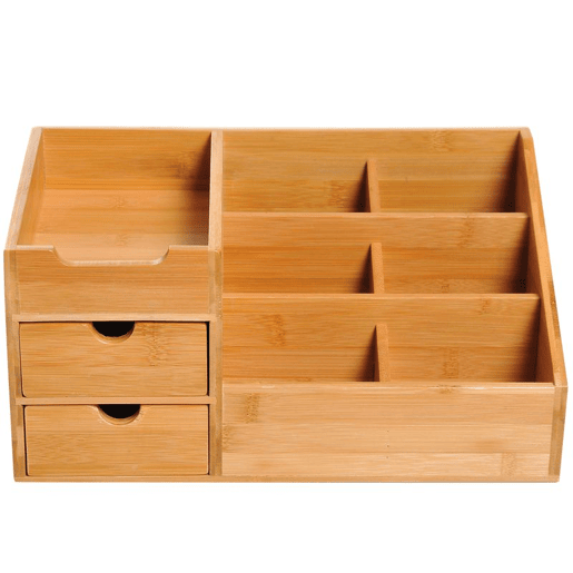 HOMCOM Organizador para Secretária de Bambu Organizador de Mesa de Escritório Multifuncional 33x20,5x15,5 cm Madeira