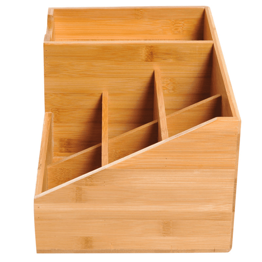HOMCOM Organizador para Secretária de Bambu Organizador de Mesa de Escritório Multifuncional 33x20,5x15,5 cm Madeira