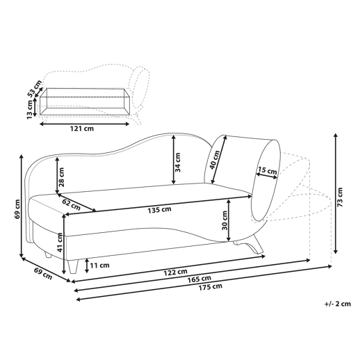 Beliani Chaise longue à direita Veludo MERI