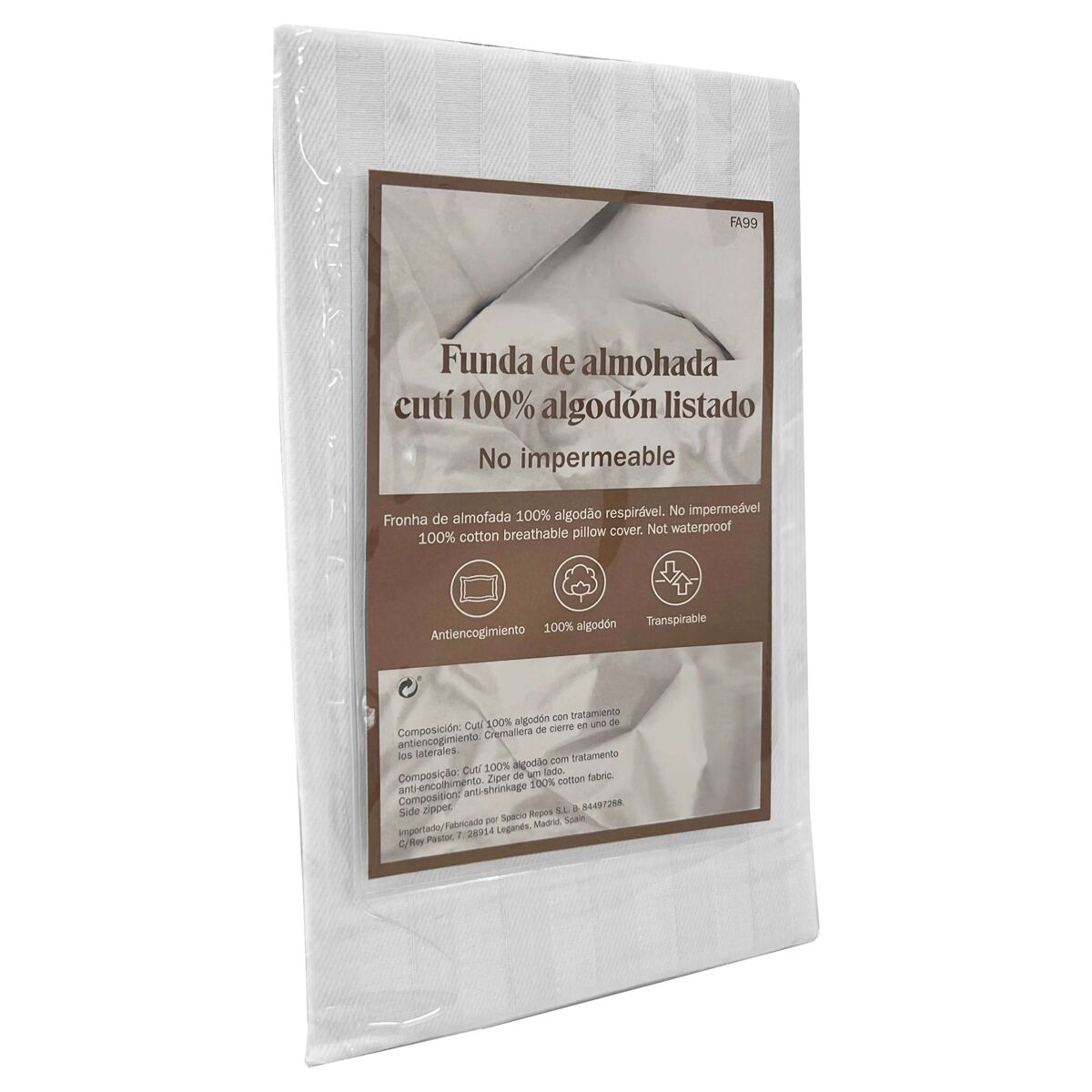 Funda de almohada cutí en varias medidas antiencogimiento de algodón y cierre con cremallera