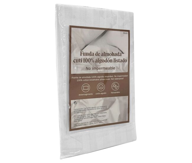 Funda de almohada cutí en varias medidas antiencogimiento de algodón y cierre con cremallera
