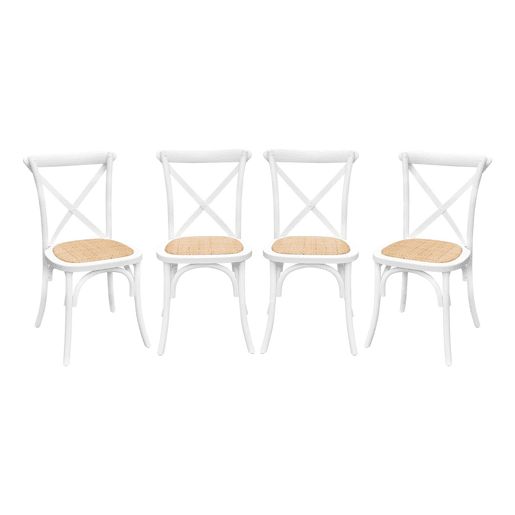 Cadeira de bistrô vintage madeira, set de 4, Belleville, Branco, 48.5x53.5x88.5 cm
