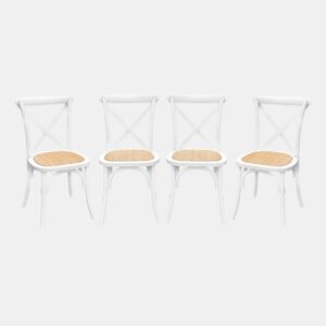 Cadeira de bistrô vintage madeira, set de 4, Belleville, Branco, 48.5x53.5x88.5 cm