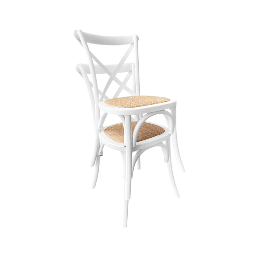 Cadeira de bistrô vintage madeira, set de 4, Belleville, Branco, 48.5x53.5x88.5 cm