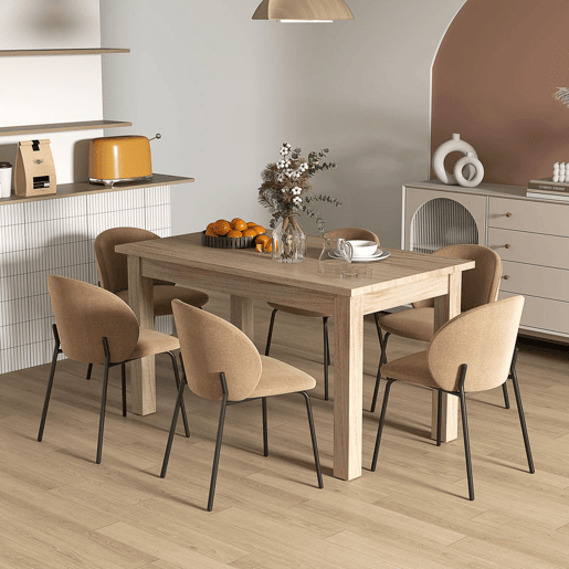 HOMCOM Mesa de Jantar Mesa Retangular para 6 Pessoas Mesa de Refeição com Bancada Laminada para Cozinha Sala 140x80x78 cm Madeira