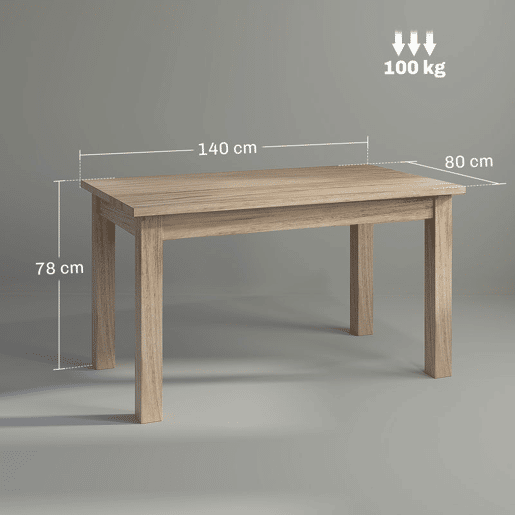 HOMCOM Mesa de Jantar Mesa Retangular para 6 Pessoas Mesa de Refeição com Bancada Laminada para Cozinha Sala 140x80x78 cm Madeira