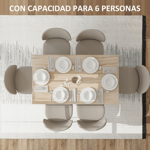 HOMCOM Mesa de Jantar Mesa Retangular para 6 Pessoas Mesa de Refeição com Bancada Laminada para Cozinha Sala 140x80x78 cm Madeira