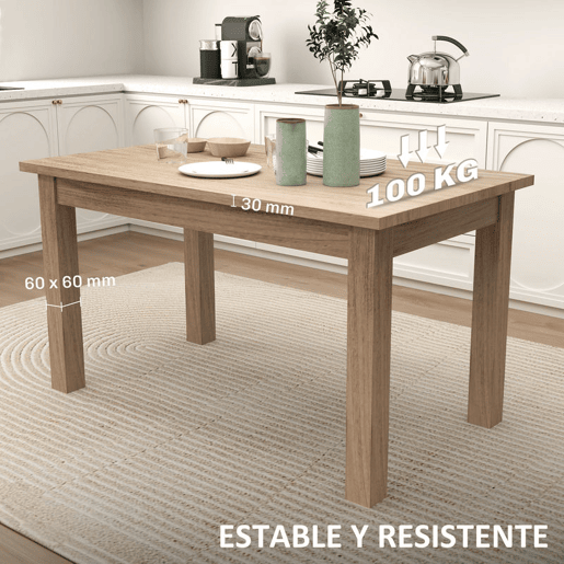 HOMCOM Mesa de Jantar Mesa Retangular para 6 Pessoas Mesa de Refeição com Bancada Laminada para Cozinha Sala 140x80x78 cm Madeira