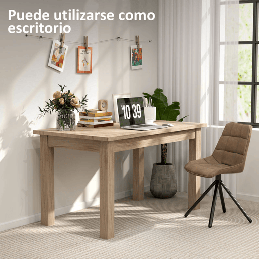 HOMCOM Mesa de Jantar Mesa Retangular para 6 Pessoas Mesa de Refeição com Bancada Laminada para Cozinha Sala 140x80x78 cm Madeira
