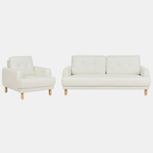Conjunto de sala de estar TUVE Tecido Branco creme 4 lugares