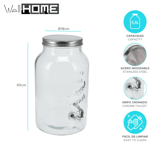 Copo dispensador de bebidas Well Home com tampa