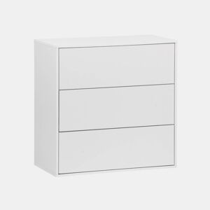 Módulo de armazenamento decor madeira, 3 gavetas, Kompo, Branco, 70x35x70 cm