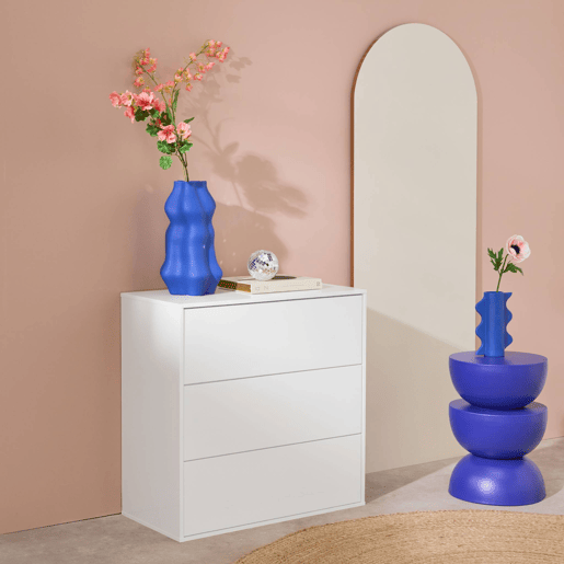 Módulo de armazenamento decor madeira, 3 gavetas, Kompo, Branco, 70x35x70 cm Módulo de armazenamento decor madeira, 3 gavetas, Kompo, Branco, 70x35x70 cm