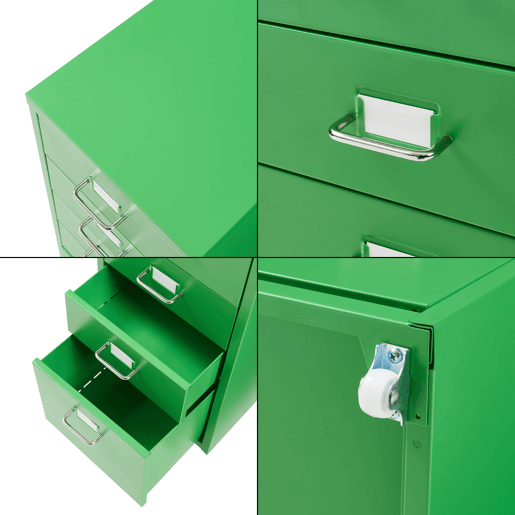 Armário de gavetas móvel Kökar com 5 gavetas 69x28x41 cm verde-maçã en.casa