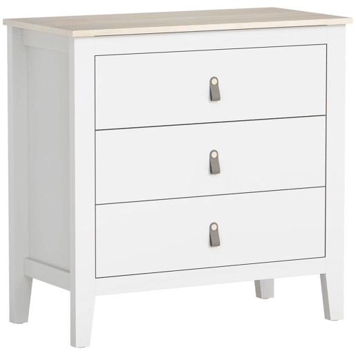HOMCOM Cómoda de 3 Gavetas Cómoda para Dormitório com Puxadores de PU Cómoda para Sala de Estar Corredor 80x40x78,5 cm Branco