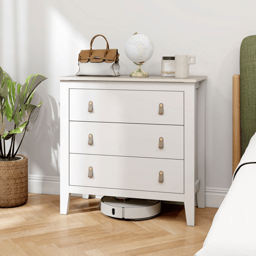 HOMCOM Cómoda de 3 Gavetas Cómoda para Dormitório com Puxadores de PU Cómoda para Sala de Estar Corredor 80x40x78,5 cm Branco