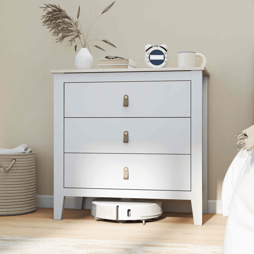 HOMCOM Cómoda de 3 Gavetas Cómoda para Dormitório com Puxadores de PU Cómoda para Sala de Estar Corredor 80x40x78,5 cm Branco