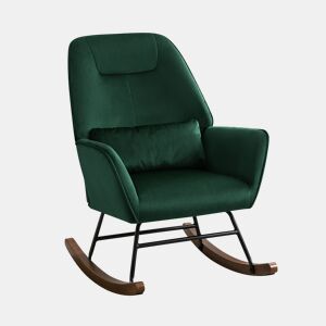 Cadeira de balanço de veludo com apoio lombar, cadeira de balanço para a sala de estar, quarto das crianças, verde escuro