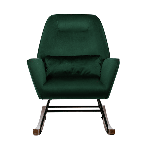 Cadeira de balanço de veludo com apoio lombar, cadeira de balanço para a sala de estar, quarto das crianças, verde escuro