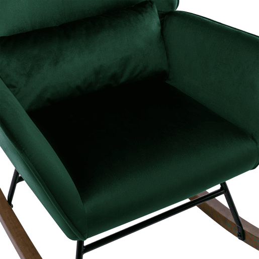 Cadeira de balanço de veludo com apoio lombar, cadeira de balanço para a sala de estar, quarto das crianças, verde escuro