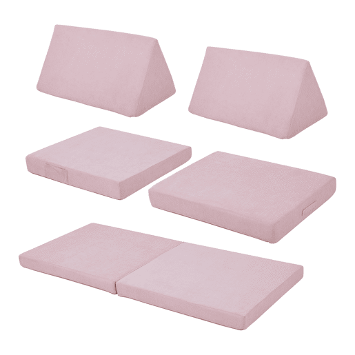 Sofá de brincar Norhulta de 5 peças 150x66x46 cm Cordão Cor-de-rosa en.casa
