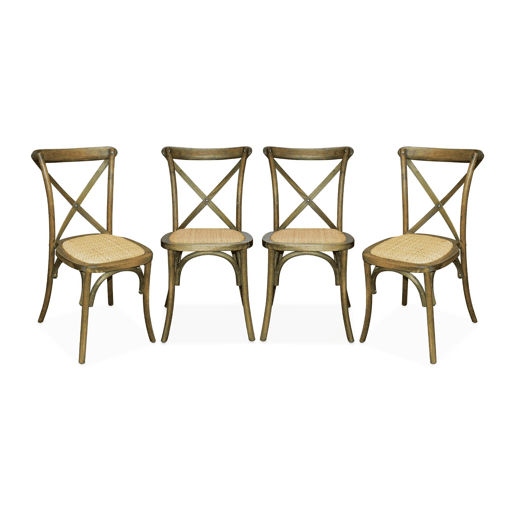 Cadeira de bistrô vintage madeira, set de 4, Belleville, Castanho, 48.5x53.5x88.5 cm