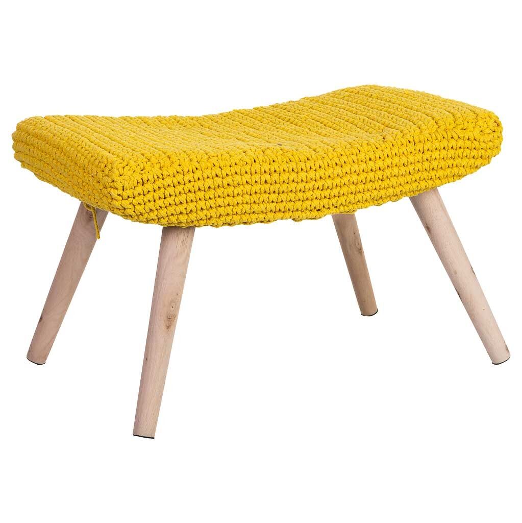 Banqueta de madera y algodón 67x30