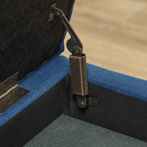 HOMCOM Banco de Armazenamento Acolchoado Banco Estofado em Linho Tampa com Abertura para Sala de Estar Entrada Dormitório Carga Máxima 120 kg 125x49x41,5 cm Azul Escuro