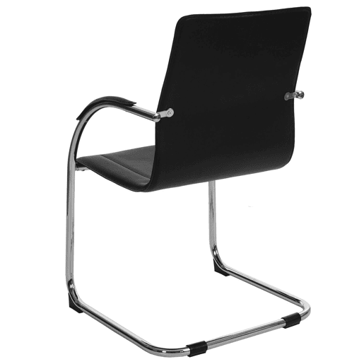 Conjunto de 6 cadeiras de jantarcadeiras de conferência com assentos em PVC preto e estrutura em aço cromado 04_0007780