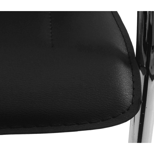 Conjunto de 6 cadeiras de jantarcadeiras de conferência com assentos em PVC preto e estrutura em aço cromado 04_0007780