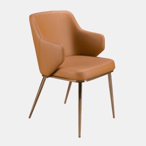 Cadeira de couro sintético castanho modelo 4162 Angel Cerdá S.L.Cadeira com braços de design moderno com assento e encosto estofados em couro sintético castanho.