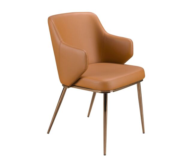 Cadeira de couro sintético castanho modelo 4162 angel cerdá s.l.cadeira com braços de design moderno com assento e encosto estofados em couro sintético castanho.