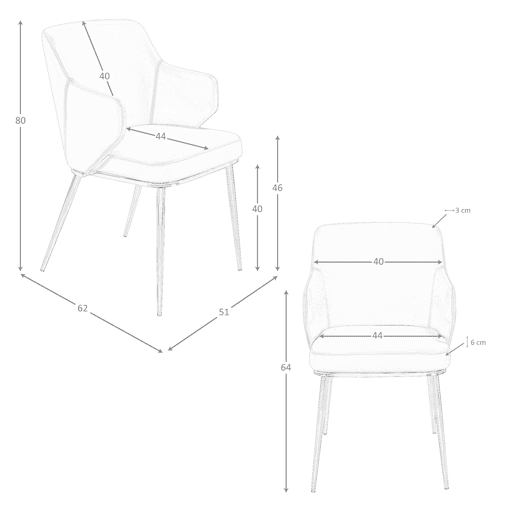 Cadeira de couro sintético castanho modelo 4162 Angel Cerdá S.L.Cadeira com braços de design moderno com assento e encosto estofados em couro sintético castanho.