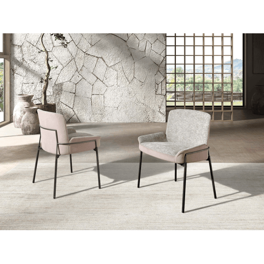 Cadeira em tecido cinzento e veludo castanho modelo 4171 Angel Cerdá S.L.Cadeira de design moderno com assento estofado em tecido cinzento e encosto estofado em tecido de veludo castanho.