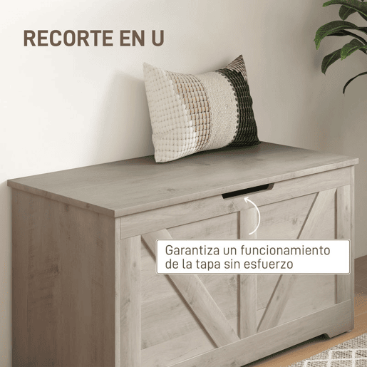 HOMCOM Baú de Armazenamento para Dormitório 100L Baú de Arrumação com Tampa Banco de Armazenagem Versátil com Dobradiça de Segurança para Corredor Sala de Estar 80x40x45 cm Cinzento