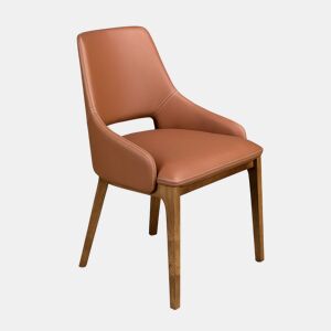 Cadeira em pele ecológica castanha modelo 4156 Angel Cerdá S.L.Cadeira de design moderno com assento e encosto estofados em couro sintético castanho.