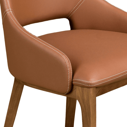 Cadeira em pele ecológica castanha modelo 4156 Angel Cerdá S.L.Cadeira de design moderno com assento e encosto estofados em couro sintético castanho.