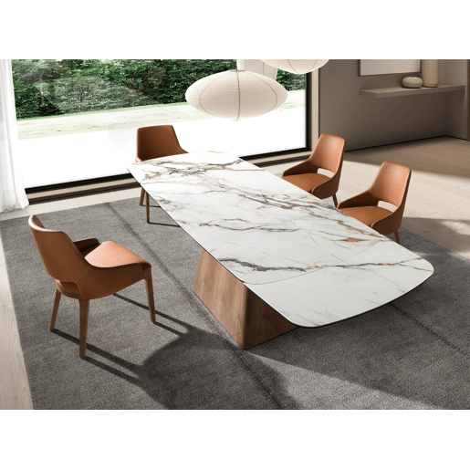 Cadeira em pele ecológica castanha modelo 4156 Angel Cerdá S.L.Cadeira de design moderno com assento e encosto estofados em couro sintético castanho.