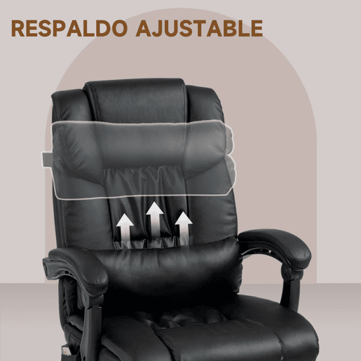 Vinsetto Cadeira de Escritório com Massagem de 6 Pontos Cadeira Giratória com Encosto Alto Reclinável Altura Ajustável Apoio para Pés e Controlo Remoto 66x75x112-122 cm Preto