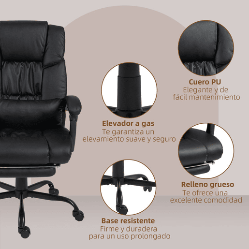 Vinsetto Cadeira de Escritório com Massagem de 6 Pontos Cadeira Giratória com Encosto Alto Reclinável Altura Ajustável Apoio para Pés e Controlo Remoto 66x75x112-122 cm Preto