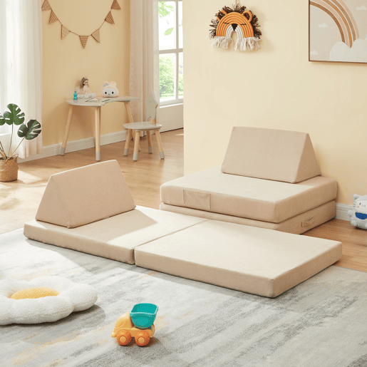 Sofá de brincar Norhulta de 5 peças 150x66x46 cm cordão Bege en.casa