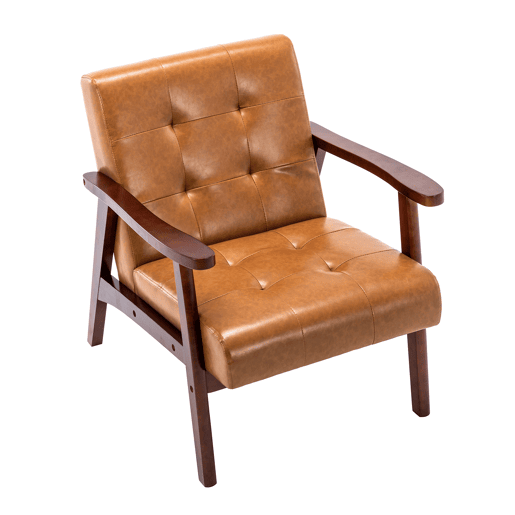 Silhão de Madeira Maciça com Design Escandinavo Moderno - Cuelo Natural Hipoalergénico Curcuma para Salão, Escritório ou Dormitorio, Dimensões 71x36x 63 cm