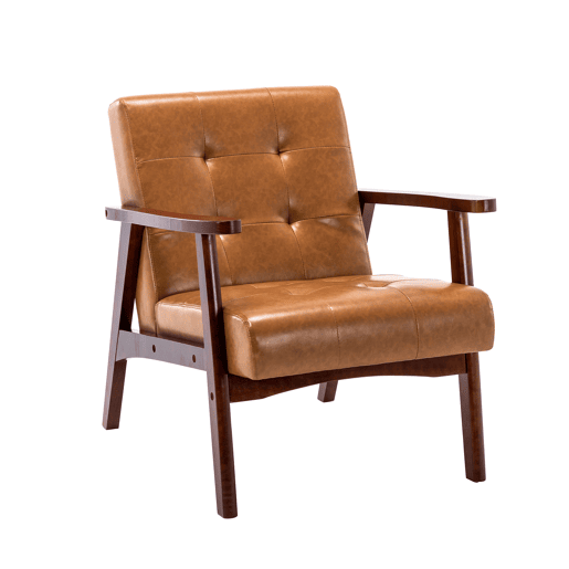 Silhão de Madeira Maciça com Design Escandinavo Moderno - Cuelo Natural Hipoalergénico Curcuma para Salão, Escritório ou Dormitorio, Dimensões 71x36x 63 cm