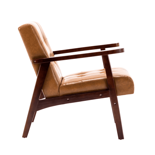 Silhão de Madeira Maciça com Design Escandinavo Moderno - Cuelo Natural Hipoalergénico Curcuma para Salão, Escritório ou Dormitorio, Dimensões 71x36x 63 cm