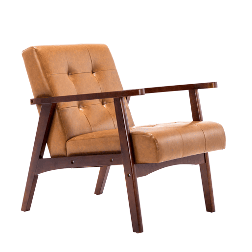 Silhão de Madeira Maciça com Design Escandinavo Moderno - Cuelo Natural Hipoalergénico Curcuma para Salão, Escritório ou Dormitorio, Dimensões 71x36x 63 cm