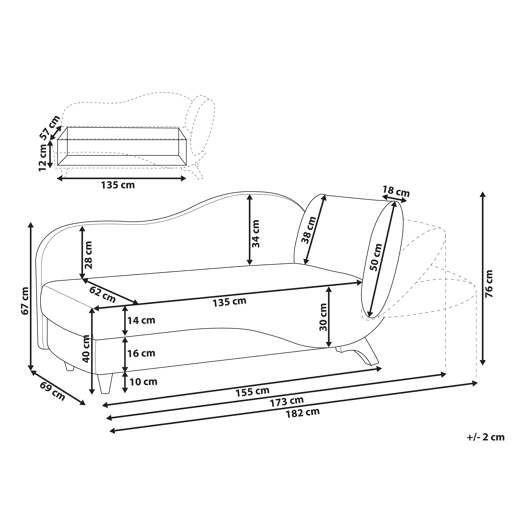 Beliani Chaise longue à direita Linho sintético MERI Beliani Chaise longue à direita Linho sintético MERI